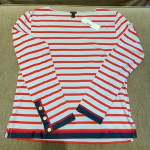 NWT J.Crew LS Stripe Knit Shirt w/Grosgrain Accent